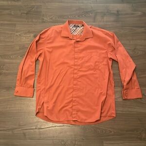 Stacy Adams Burnt Orange Button Down Long Sleeve Dress Shirt, Size 17.5 34/35